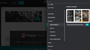 Image shows a faded black background with a solid black menu on the right-hand side with white text, listing the different features and tools you can add to your website.