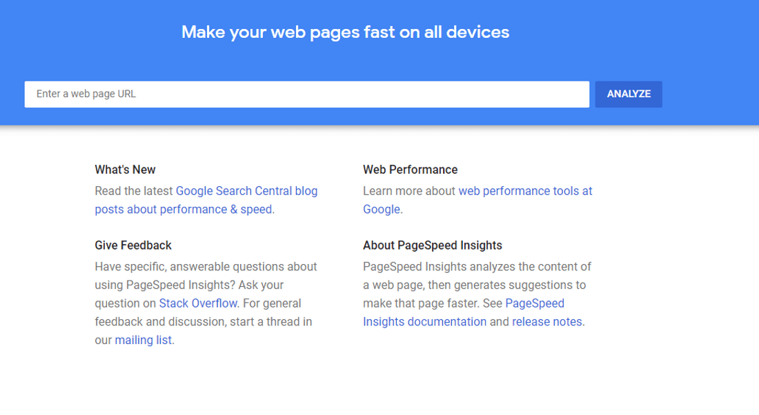 pagespeed insights core web vitals testing