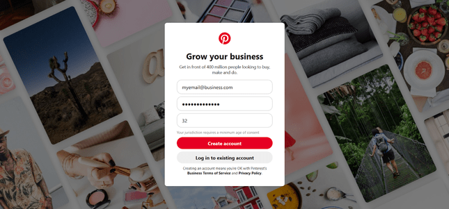 pinterest business account sign up