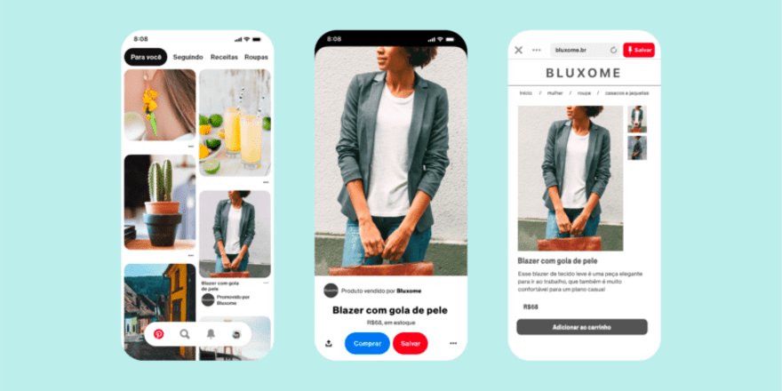 3 examples of how Pinterest looks when viewed on a mobile device