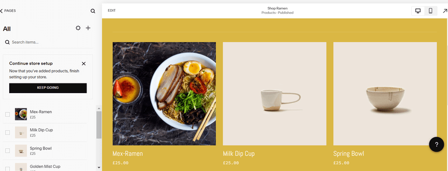 Three products, two template bowls and cups and one bowl of ramen