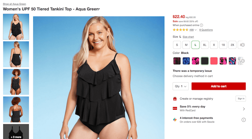 Target product page screenshot