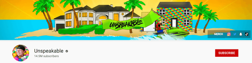 YouTube channel header for Unspeakable