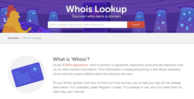 Domain Lookup tool by NameCheap